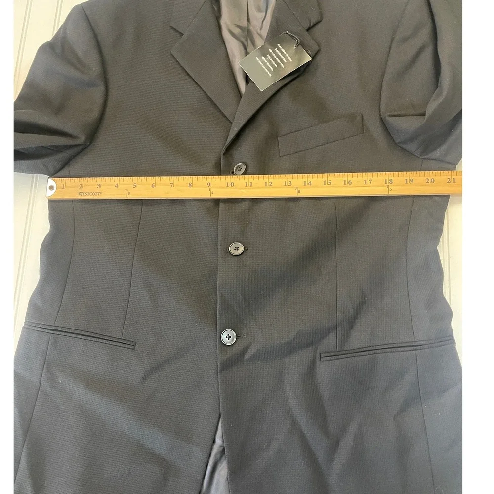 NWT Axcess Claiborne Co Mens 40S Black 100% Worsted Wool 3 Button Blazer Jacket